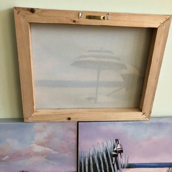 Like-New Set of 3 Beach Theme Stretched Canvas on Wooden Frame Prints - Picture 6 of 6